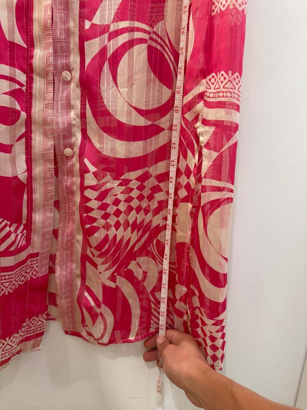 Teria Yabar Abstract Geometric Print Long Sleeve Button-Front Maxi Shirt Dress - Picture 7 of 8